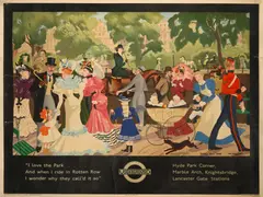 LONDON UNDERGROUND. ROTTEN ROW by Anna Zinkeisen, sold Feb 2023