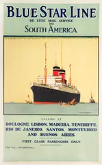 BLUE STAR LINE to South America by Norman Wilkinson, sold Feb 2023