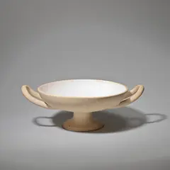 Fulham Pottery, Large twin-handled bowl, circa 1960, The broad dish with glazed interior, raised on a short stem and circular foot, exterior unglazed