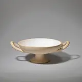 Fulham Pottery, Large twin-handled bowl, circa 1960, The broad dish with glazed interior, raised on a short stem and circular foot, exterior unglazed