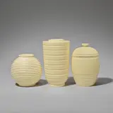 Keith Murray: Made by Wedgwood, Two vases and a tobacco jar