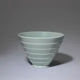 Keith Murray, for Wedgwood, circa 1935, Earthenware, duck-egg glaze, flared form with ridged design