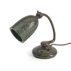 Tiffany Studios, Miniature Desk Lamp with "Grape Vine" Pattern Shade