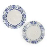 Dedham Pottery, "Birds in Potted Orange Tree" and Pineapple" Pattern Plates