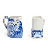 Dedham Pottery, "Night and Morning" and No. 6 "Rabbit" Pattern Pitchers