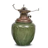 Hampshire Pottery, Lamp Base with Bradley and Hubbard Burner and Font, 1900
