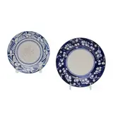 Dedham Pottery, Cobalt Ground "Grape" and "Iris" Plates