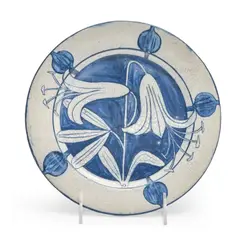 for Dedham Pottery "Tiger Lily" Pattern Plate by Maude Davenport, sold May 2023