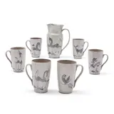 Edwin and Mary Scheier Studio, Pottery Pitcher and Six Mugs, 1945