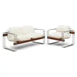 Heinz Meier, for Landes Manufacturing "Ascona" Loveseat and Lounge Chair, 1970, chromed steel