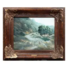 Lavandera en río by Marco Antonio Zepeda, Óleo sobre tela, offered Mar 2020