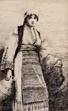 De la izvor by Theodor Aman, 1879, peniță pe hârtie, sold Dec 2023