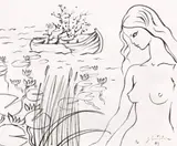 Sabin Bălașa, Nimfa apelor, 1989, tuș pe hârtie