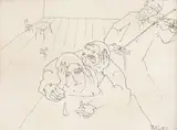 Romanță by Constantin Piliuță, tuș pe carton subțire, sold Dec 2023