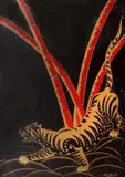 Tigru by Nicolae Alexandrescu-Caramanlău, 1934, tempera și shellac pe carton, sold Dec 2023