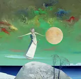 Întâmpinarea by Felix Aftene, 2023, acrilic pe pânză, offered Dec 2023