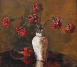 Garoafe roșii by Octav Băncilă, ulei pe pânză, sold Dec 2023