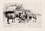 Theodor Aman, Înjugatul boilor, 1879, acvaforte și gravură cu acul