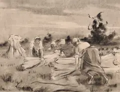 Ștefan Luchian, La seceriș, 1907-1910, cărbune pe hârtie