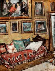 Gheorghe Petrașcu, Interior cu portret de familie, 1940, ulei pe pânză