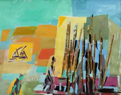 Yvonne Hasan, Lacustră, 2007, guașă și colaj pe carton