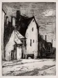 Gheorghe Petrașcu, Case în Bretania, 1934, acvaforte și gravură cu acul
