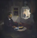 Anastas Staykov, Lunch preparations, 1973, oil on canvas