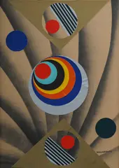 Nikolay Diulgheroff, Cosmos, pencil and collage on paper