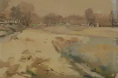 Konstantin Tringov, Late autumn, 1931, watercolour on paper laid on cardboard