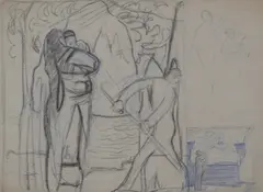Ivan Milev, Sketch for the Legend of the Holy Mountain, 1926, pencil on paper