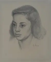 Vladimir Rilski, Portrait of a girl, pencil on paper