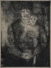 Dimitar Kazakov-Neron, Father and son, woodcut