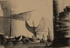 Vasil Ivanov, Space travel, charcoal on paper