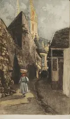 Menci Clement Crnčić, Under the Wall, cca. 1910., koloriani bakropis