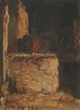 Bela Čikoš Sesija, Hearth, 1911, oil on canvas on plywood