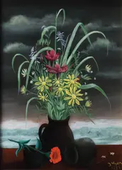 Ivan Generalić, Still Life by the Sea, 1954, tempera on glass