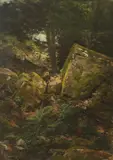 Ivan Tišov, Forest Landscape, oil on canvas