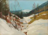 Gabrijel Jurkić, Winter Landscape, 1949, oil on wood
