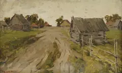 Oton Iveković, Village, oil on canvas