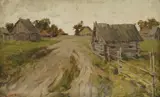 Oton Iveković, Village, oil on canvas