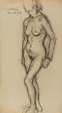 IVO VOJVODIĆ, Standing Nude, 1949, charcoal on paper