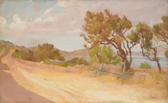 Ivan Tišov, Road by the Sea, oil on canvas