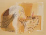 Ivan Šebalj, Smoker, 1978, chalk, pastel on paper