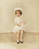 Dragica Cvek-Jordan, Sitting Girl, 1975, oil on canvas