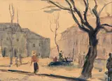 Samuel Mützner, Citadină, acuarelă și tuș pe hârtie