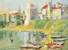 Constantin Daradici, Vedere pe lac, ulei pe pânză