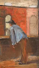 Casa de bilete by Marin H. Georgescu, ulei pe carton, sold Nov 2023