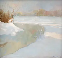George Catargi, Dimineață de iarnă, ulei pe carton