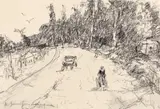 Rudolf Schweitzer–Cumpăna, Drumul spre casă, cărbune pe hârtie