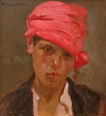 Micul spoitor by Apostol Mănciulescu, ulei pe carton, sold Nov 2023
